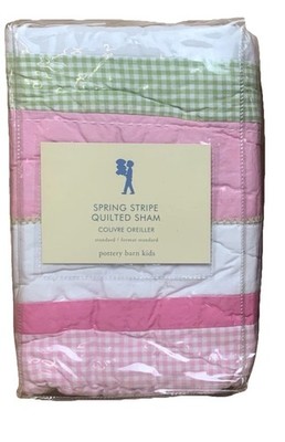 Pottery Barn Kids NIP Spring Stripe Quilted Standard Pillow Sham