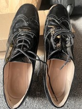 Clarks Hamble Oak Black Patent Leather Lace-Up Brogues Shoes UK7.5 D EUR41.5