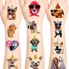 96PCS Dog Individually Wrapped Tattoos, Dog Temporary Tattoos, Animal Sticker...