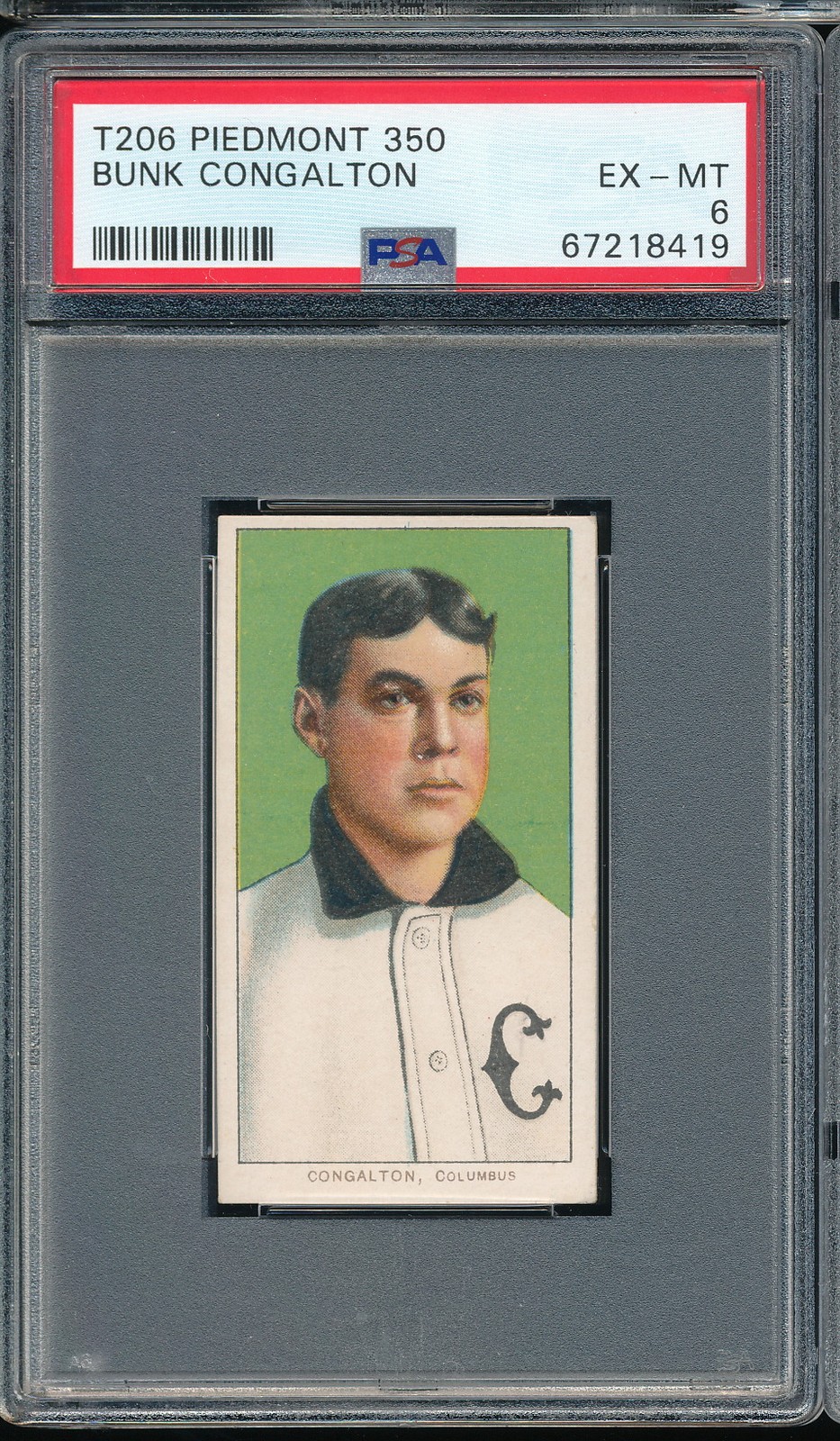 T206 Piedmont 350/25 Bunk Congalton PSA 6 - Columbus - POP 28