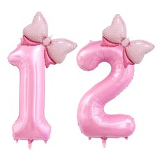 40 inch Number Balloon with Bow Pink Number Balloon for Girls Daughter Decora...