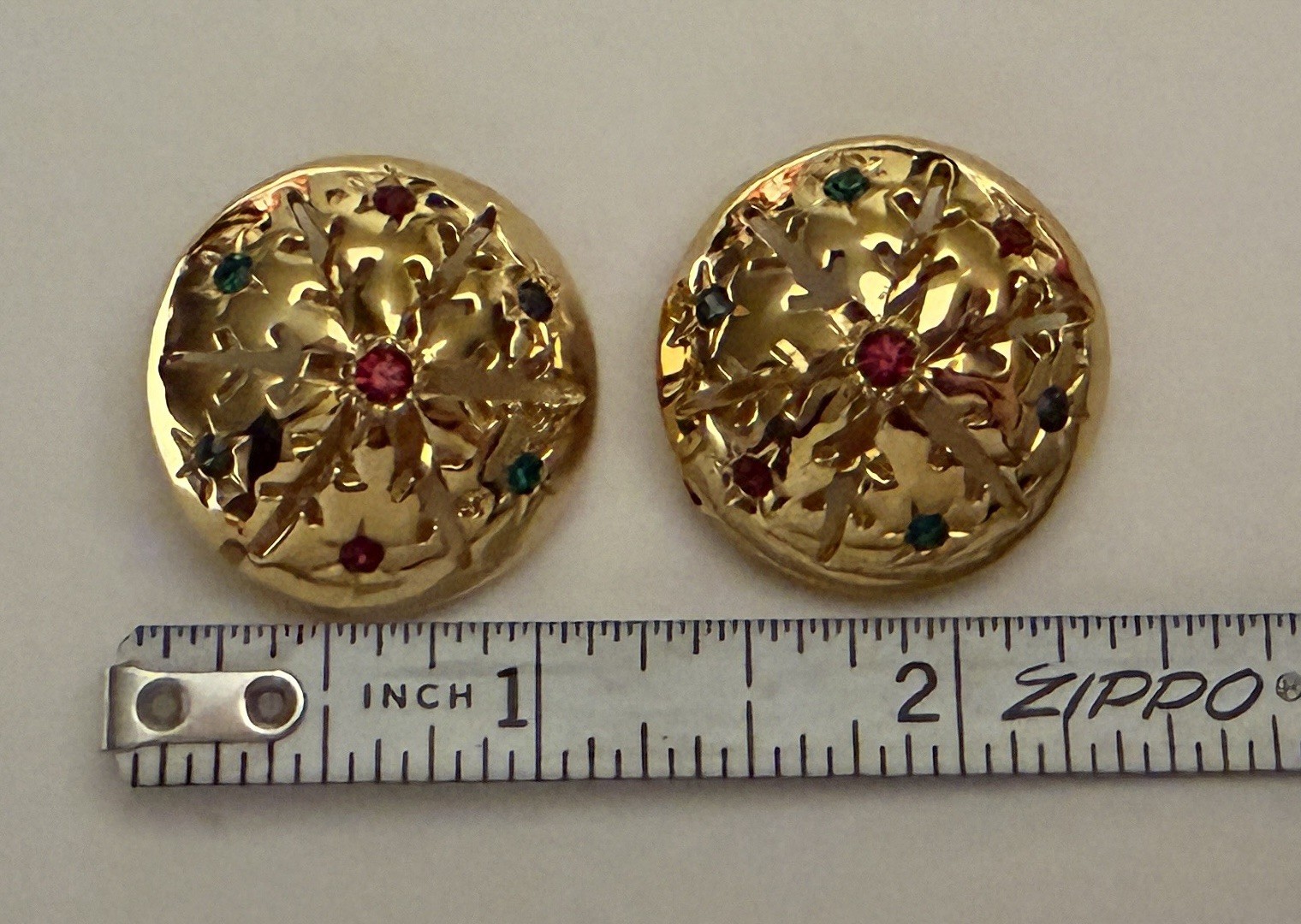 Vintage Signed Nina Ricci Christmas Snowflake Rhinestone Clip On Earrings