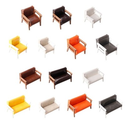 Handmade Miniature Leather Sofa for 1 12 Dollhouses Living Room Furniture