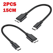 2Pc 15cm Micro B to USB C External Hard Drive Cable Cord Portable For Seagate US
