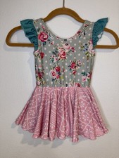 Cheeky Plum Farrah Leotard Floral Ruffle Sleeve Girls Size 6