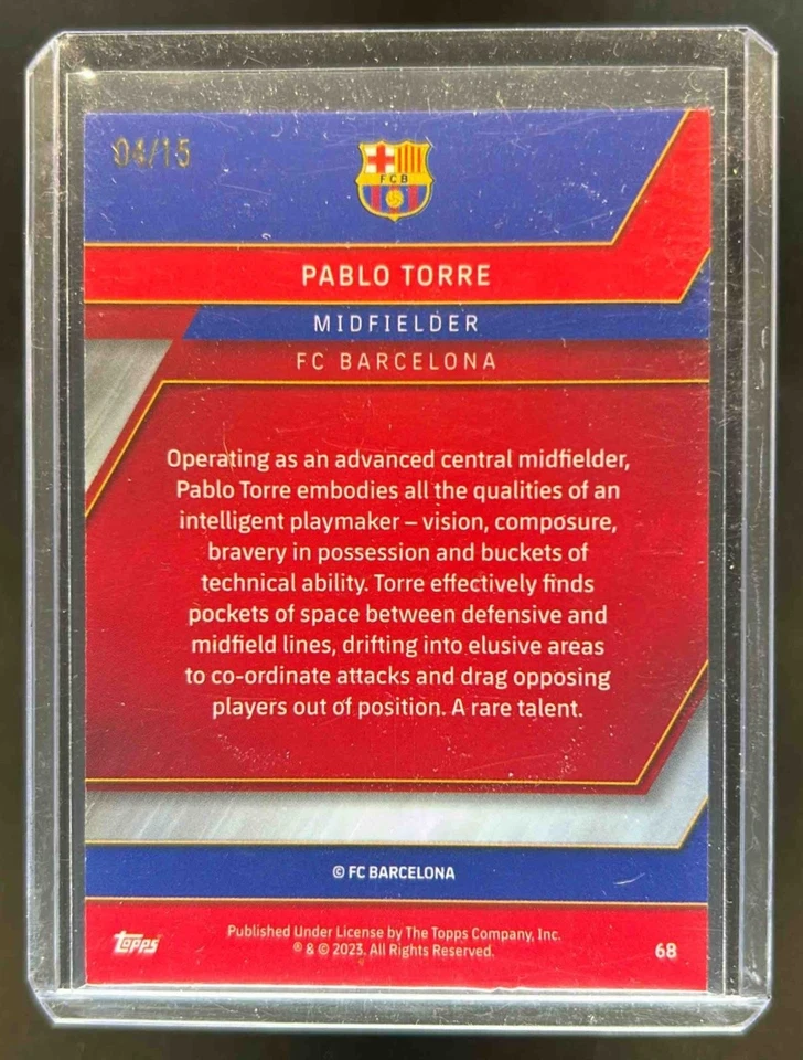 2022 Topps Chrome FC Barcelona: Mes Que Un Club Pablo Torre RC Purple #/15 - Image 2 of 2
