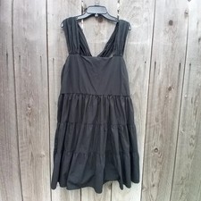 Banana Republic Layered Black Dress M Swing Fit Pullover Sleeveless Cross Back