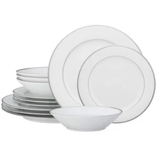 Noritake Dishwasher Safe 12-Piece (White) Porcelain Dinnerware Set Service for 4