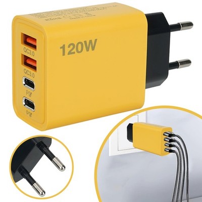 120W USB C Ladegerät 4 Port Mehrfach Ladegerät Schnellladegerät PD Power Adapter