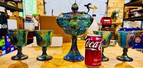 Composta in vetro carnevale blu uva Indiana Harvest e 4 calici iridescenti - Foto 2 di 24