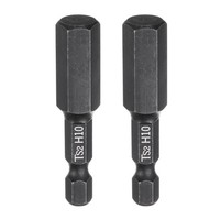 "2Stk H10 Hex Kopf Bohrer SchlüSsel 10Mm Flache Spitze 1/4\"Schaft 50Mm Lange"