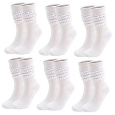 6 Pairs Slouch Socks Long Scrunch Knee High Boot Knit Stacked Socks for White