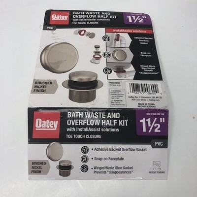 Oatey Touch Toe Sch. 40 PVC Bath Waste Half Drain Kit in Brushed Nickel