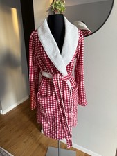Red Check Plush Fleece Robe S/M Soft Cozy Belted Lounge Bath Robe Sherpa Lined