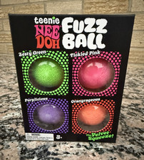 Schylling Teenie NeeDoh Fuzz Ball 4 Pack Fuzzy Velvet Squeeze Fidget Toys New