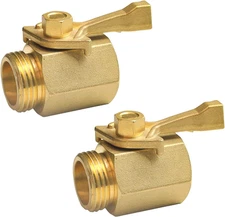Hourleey 2 Pack Solid Brass Garden Hose Shut off Valve with 2 Extra Rubber