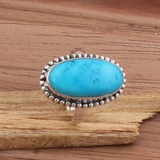 Natural Turquoise Gemstone Silver Ring  Boho Handmade Women  s Gift Jewelry