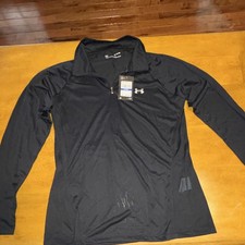 Under Armour HeatGear Women  s XL Black 1/2 Zip Mock Neck Long Sleeve Pullover