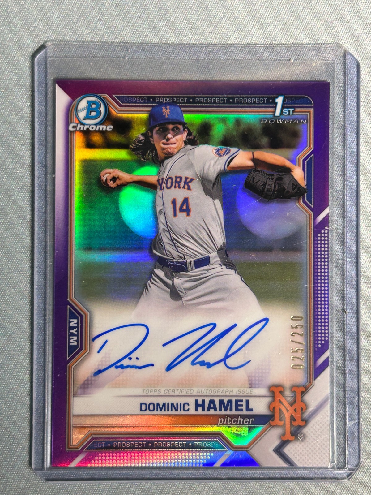 2021 Bowman Chrome Draft Purple Refractor Auto 1st Dominic Hamel 025/250