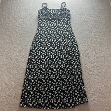 SHEIN Women's Medium US Size 6 Black Ditsy Floral Split Thigh Cami Dress Small