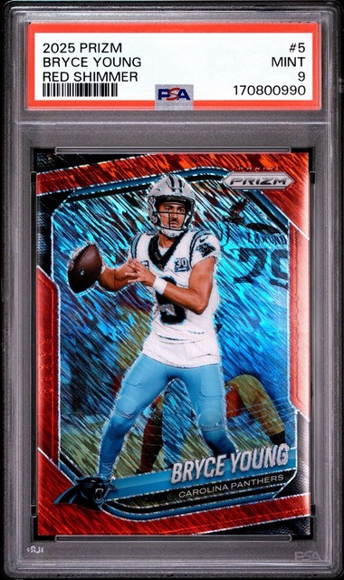 2025 Panini Prizm Red Shimmer Fotl #5 Bryce Young /49 PSA 9