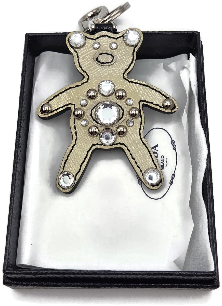 PRADA Bear Crystal Leather Charm Prada Bear Trick Keychain | Saks