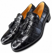 Gucci Mens Crocodile Loafers Black Tassel Dress Shoes Size 11UK/12US RP �4400