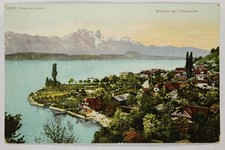 Gunten am Thunersee Switzerland Lake Thun Mountains Village Postcard c1910