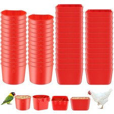 50 Pcs 4.9 x 3.7 x 2.4'' Cage Cups Chicken Feeders 3.2 x 3.2 x 2.4'' Cage Cup...