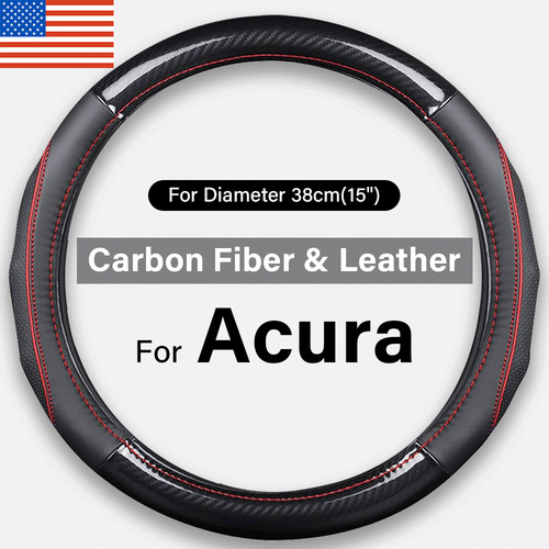 15" Auto Steering Wheel Cover Deluxe Leather For Acura TLX RDX MDX ILX TSX ZDX