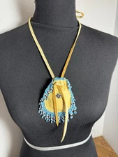 Vintage Handmade Leather & Beaded Native American Small Medicine Bag (CPT)