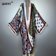 Africa Boho Kimonos Open Front Caftan Dresses Muslim Woman Cardigans Beach Outfi