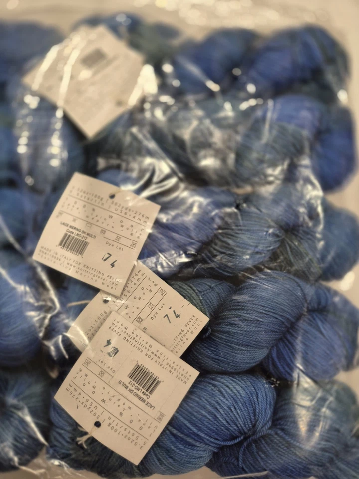 10 madejas Ella Rae encaje extrafino lana merino hilo azul hecho en Italia Foto 4 de 4