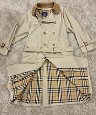 Vintage Mens Burberrys Double Breasted Belted Trench Coat w/removable Collar 48L