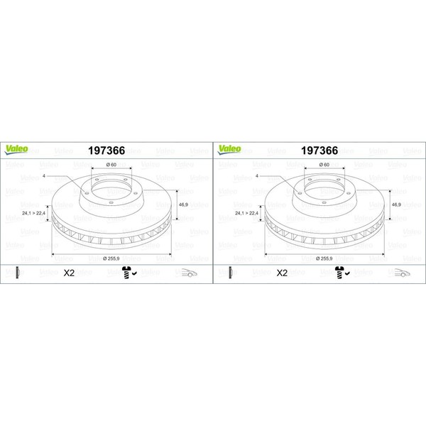 2X Valeo Bremsscheiben 256Mm BelÜFtet Vorne Passend FüR Chevrolet Evanda Lacetti-image