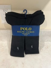 Polo Ralph Lauren Classic Cushioned Crew Socks 6 Pack Men's Size 6-13 Black NEW