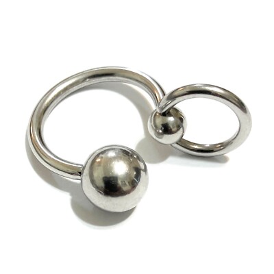 Handcrafted Surgical Steel 10g 5/8'' PA Horseshoe with 10g 12mm Slave Ring.