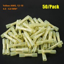 50pcs 12-10 Gauge AWG Heat Shrink Butt Wire Crimp Connectors Terminals Yellow