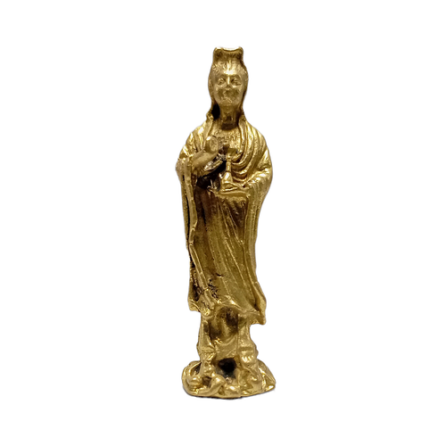 Estatuas Guan yin Figurita Bodhisattva de latón Kwan-yin chino Diosa de la misericordia - Imagen 11 de 12
