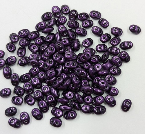 Vintage Glass Super Duo Beads Czech Metallic Purple 2.5mm X 5mm 9g C45-21