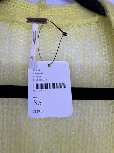 Cárdigan abierto Free People Mohair amarillo para mujer talla XS suave NUEVO - Imagen 4 de 6
