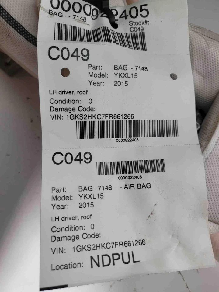 15 16 17 18 19 20 GMC YUKON XL 1500 bolsa de aire techo conductor SOLO Foto 3 de 3