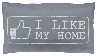 Kissenhülle I Like My Home Kissenbezug grau 30x50 Dekokissen mit Reißverschluss