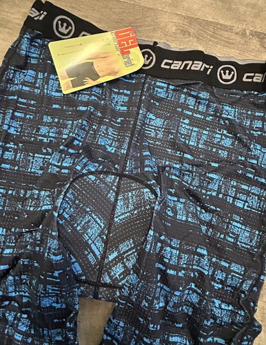 NEW CANARI CRAZY ECHELON Bicycle Shorts LINER Gel Brief Blue Hatch XXL NWT - Picture 2 of 5
