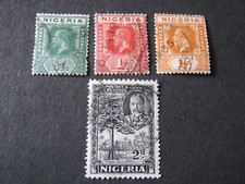 NIGERIA  4 EARLY STAMPS  SG 1, 2, 17, 37  GOOD USED
