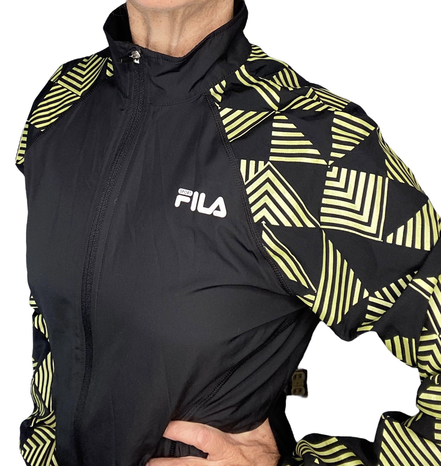 FILA XS Extra Small 0 2 4 Leggera Neon Nera Corsa Yoga Tasche con Cerniera