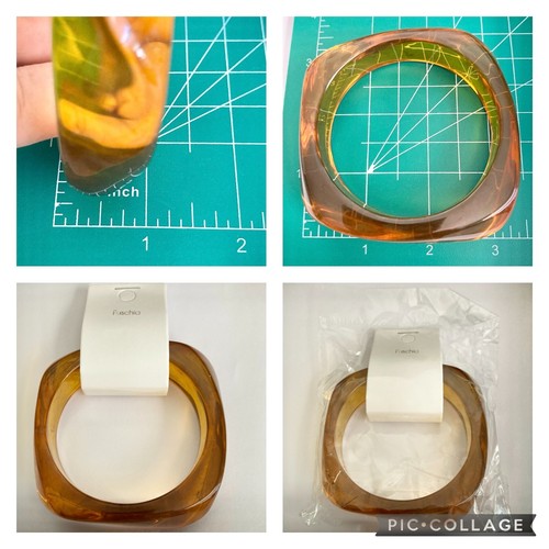 Vintage Lucite Acrylic Faux Honey Amber Tortoise Shell Bracelet Bangle Retro 8" - Picture 19 of 20