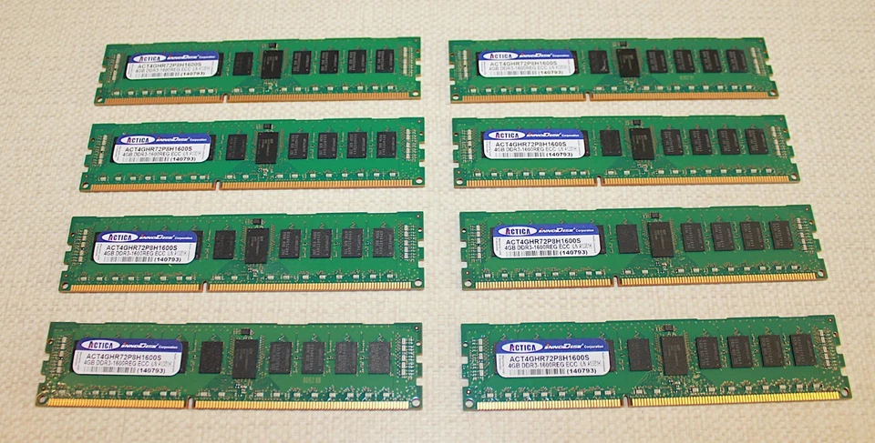 32GB (8x 4GB) ACTICA DDR3 Server Memory – Registered ECC – PC3-12800 1600MHz - Image 3 of 4