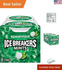 Sugar-Free Spearmint Mints Tins - 1.5 oz Each, 8 Tins for On-the-Go Freshness