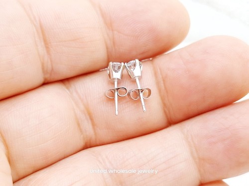 0.42Ct Genuine Natural Mined Diamond Stud Earrings In Solid 14K White Gold - Picture 5 of 7